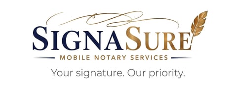 SignaSure Mobile Notary Services logo with tagline Your signature. Our priority.